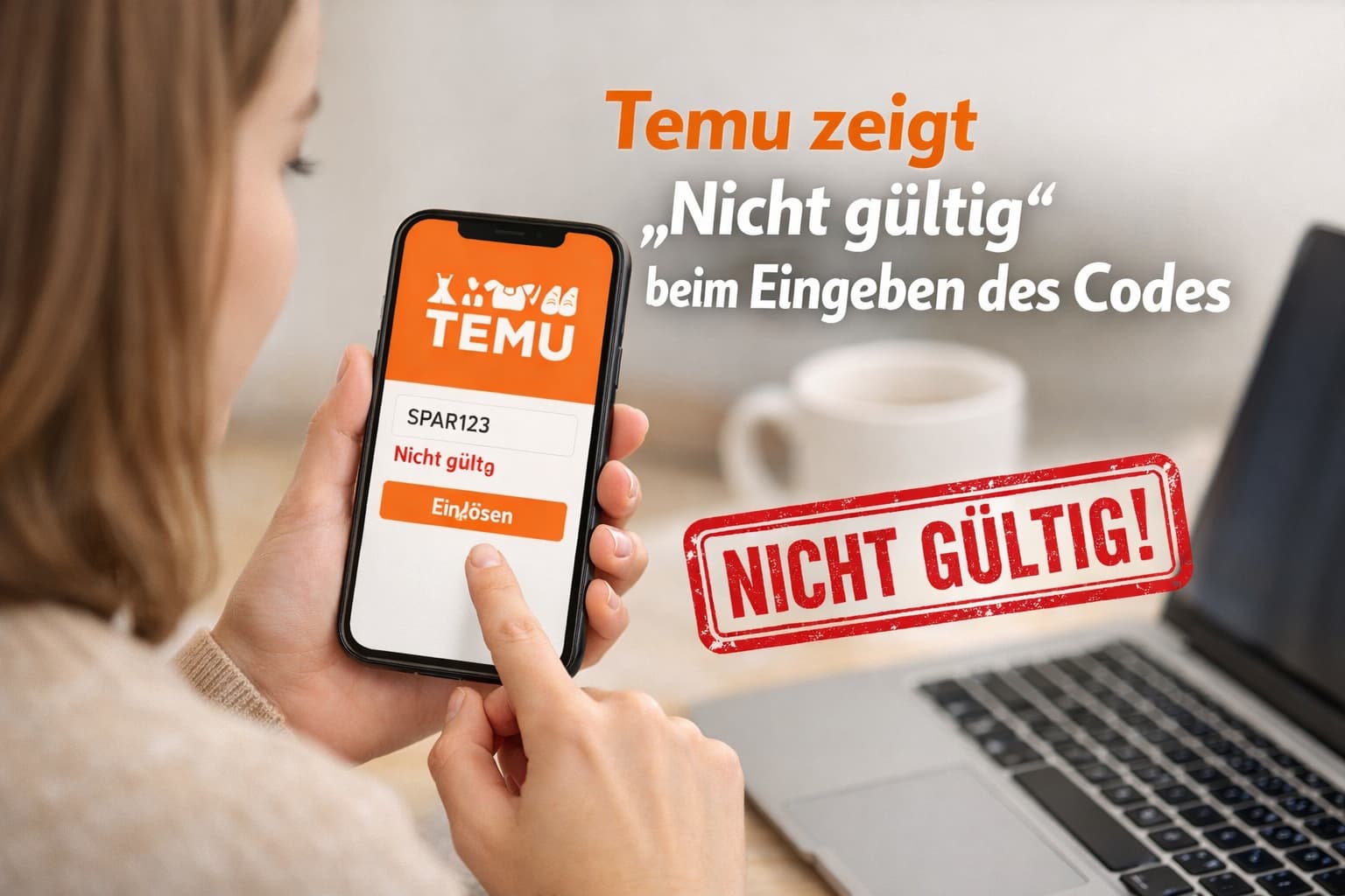 Temu zeigt „nicht gültig“ beim Eingeben des Codes