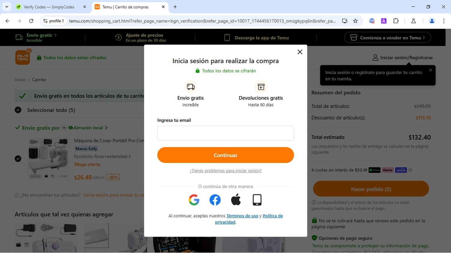 Dónde encontrar los cupones dentro de la aplicación Temu